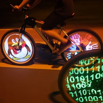 Programmerbare Cykel Lys 128 LED DIY Cykel Hjul, Eger Lys El-Cykel Dæk Lampe Skærm Billede For Natten Cykling