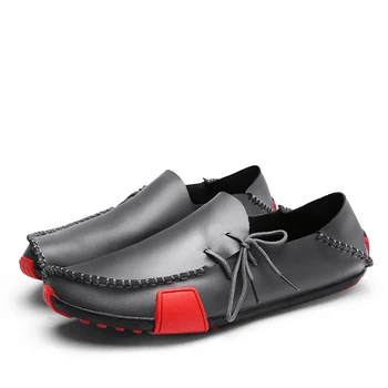 Mænd Loafers 2020 ægte Mænd Rød Bløde Bund Åndbar Læder Sko Mode Mokkasiner Behagelig Læder-Sko Plus Size 38-47