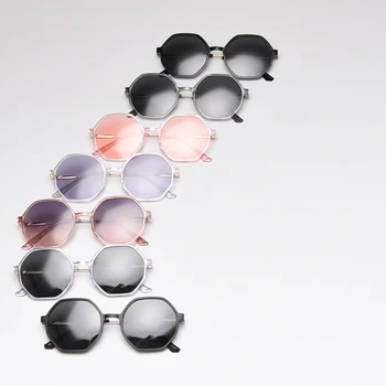 Peekaboo TR90 ottekantede solbriller kvinder polariseret koreanske Japan mode polygon store solbriller til mænd uv400 halvdelen af metal