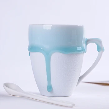 Jingdezhen keramiske krus og kop elskere design glasur kop mælk morgenmad kopper, Krus og Kopper Kaffe Te Mælk med Håndtag Gave