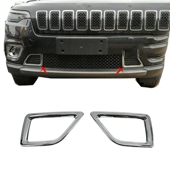 2Pcs Chrome Front Bumper Air Inlet Vent Cover Trim for Jeep Cherokee 2019+