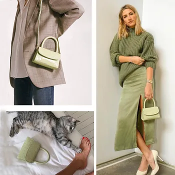 Krokodille Læder Håndtaske For Kvinder 2019 Sten Korn Cross-body Skulder Tasker Vintage Mini Hobes Mode Flap Bag Kvindelige A278