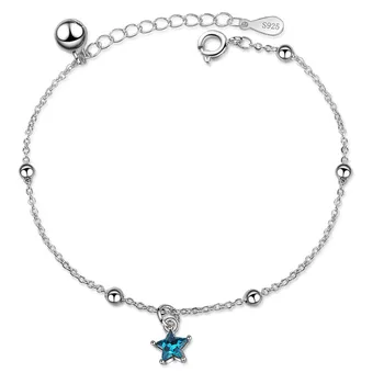 TJP Trendy 925 Sterling Sølv Armbånd Til Kvinder Smykker Charme Blue Star Kvindelige Krystal Armbånd Til Pige Fest Tilbehør