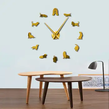 Basset Hound Akryl Spejl Silouette DIY Gigantiske Wall Clock Pet Shop Hund Race Store Ur Rammeløse Væggen, Se Hunde-Elskere Gave