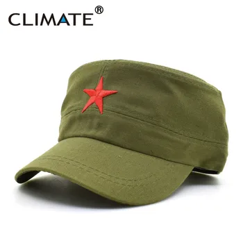 KLIMA-Kommunistiske Cap-Caps Hatte Mænd Red Star Army Cap Part Mænd Internationale Brigader Flad Top Cool Hær Militære Hat Caps Mand