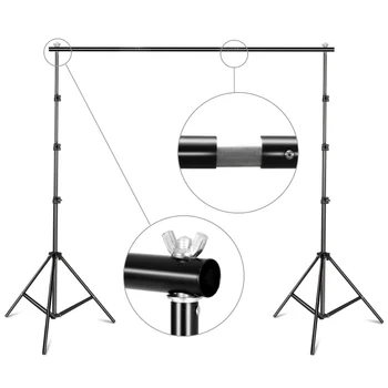 Fotografering Studio Foto Video Tall Baggrund Stand Frame Baggrund Support System Kit med Klemme Sand Taske Taske