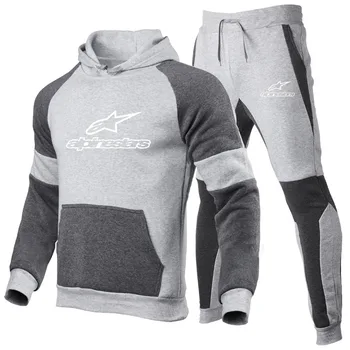 2020 nye alpinestar mode bomuld satin sportstøj, der passer mandlige efteråret og vinteren hætteklædte bukser pullover to jogging dragter s-3xl
