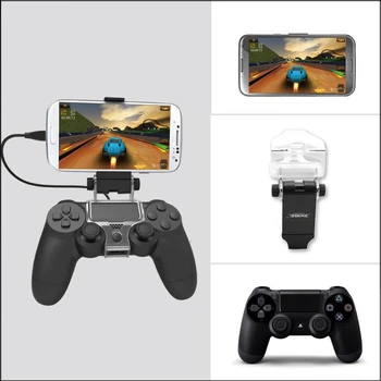 Smart Håndtag Klip Celle Mobiltelefon Klemme Holder med OTG Kabel til Playstation 4 Controller Black For Spil til PS4 iphone