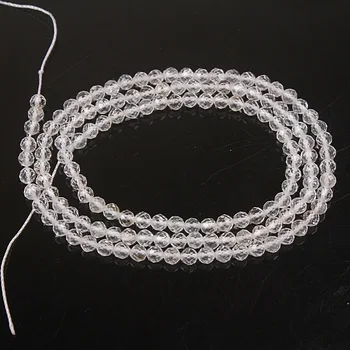 2 mm 3 mm Naturlig Hvid Topas Runde Facetslebne Gennemsigtig Ædelsten Løse Perler DIY Tilbehør til Smykker Halskæde Armbånd Gør
