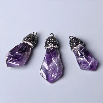Uregelmæssig naturlige lilla krystal kvarts ametyst sten vedhæng til smykker at gøre halskæde øreringe håndlavet resultater diy