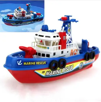 Elektronisk Båd U. S Brand Båd Auto Spray Vand Seaport Arbejde Båd Brand-Skib med led-Model Elektroniske Legetøj For Børn