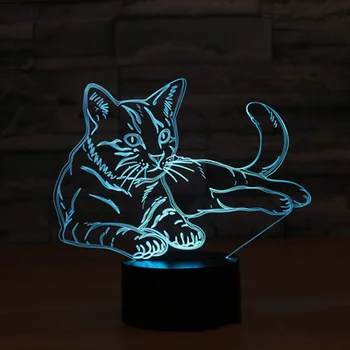 Kat 3D-Nat Lys Dyr Omskifteligt Humør Lampe LED-7 Farver USB 3D-Illusion Bord Lampe Til Hjemmet Dekorative Som Børn Toy Gave
