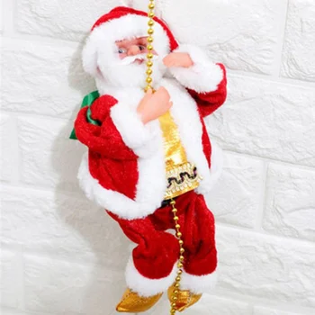 Dejlig Musik Christmas Santa Claus Elektriske Klatre Stige Hængende Dekoration Juletræspynt Sjove Nye År Børn Gaver