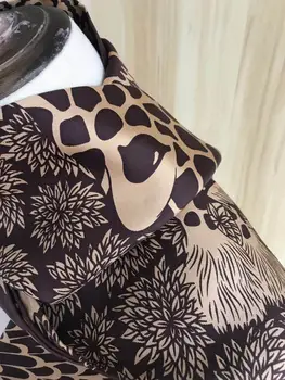 2020 Nye Ankomst Mode Elegant brun giraf silke tørklæde 90*90 cm firkantet sjal twill wrap til kvinder, dame, pige gave