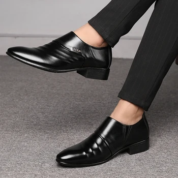Merkmak 2020 ny virksomhed mænd Oxfords sko sæt fødder Sort Brun Mandlige Kontor Bryllup pegede mænd læder sko