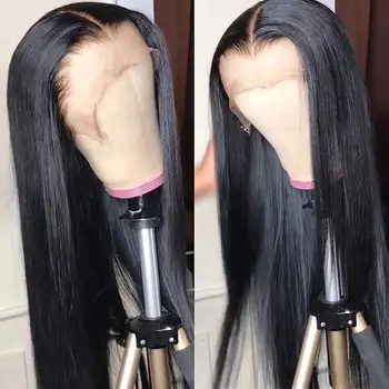 13x6 Blonder Foran Falske Hovedbund Paryk Lige Brasilianske PrePlucked Glueless Schweiziske remy Human Hair Parykker For Sorte Kvinder lang 30 tommer