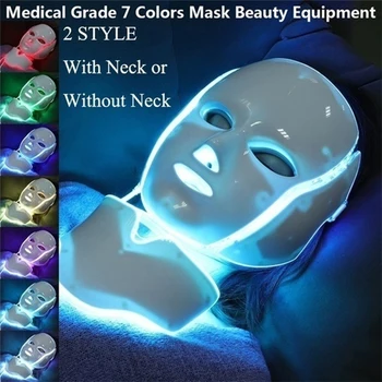 Led Facial Mask 7 Farver Koreanske Foton Terapi Ansigt Maske, Lys Terapi Rynke Acne Fjernelse Af Hud Foryngelse Hals Skønhed Maske