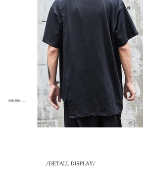 Mænd Sort T-shirt Mandlige Casual Løs, kortærmet Punk Style t-Shirts Streetwear Hip Hop T-Shirt Herre tøj