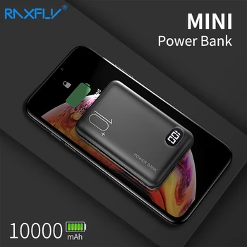 RAXFLY Mini Power Bank 10000mAh Bærbar LED Skærm Mi PowerBank Til iPhone Xiaomi Dual USB-Porte Fast Charger Ekstern Batteri