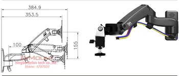 NB-F150PR 2-7 kg dual Gas fjeder arm projektor vægbeslaget fuld gang med at rotere 360 aluminium 1/4 