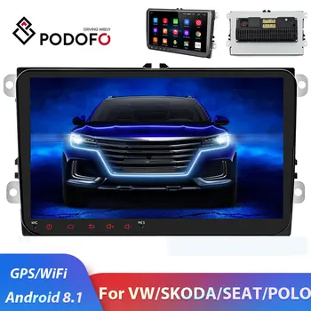 Podofo 2 Din Android Bil radio 2DIN Car Multimedia-Afspiller, GPS 2din autoradio Til Volkswagen VW Skoda Seat Octavia touran passat