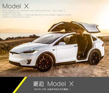2020 New1:32 Legering Bil Model Tesla MODEL X Metal Modelbiler legetøjsbiler Bilen Med Pull-Back Blottere Musical For Baby Gaver hvid