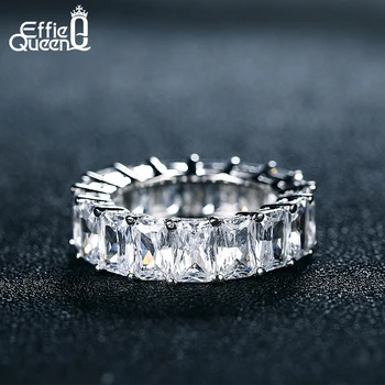 Effie Dronning Elsker Løfte Ring med Cubic Zirconia Krystal Sølv Farve Kvindelige Ringe Bryllup Band Engagement Smykker HOR146