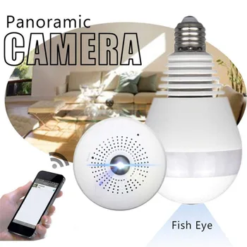 Wireless Wifi Kamera Lys Pære IP-360 Panorama Night Vision Infrarød bevægelsessensor Med 360 Video Kamera Overvågning Hjem Cams