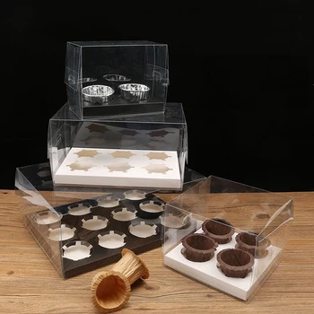 5Pcs Klar Plast Cupcake Emballage Kage Favoriserer Box Beholder bryllupsfest Cupcake Æsker Gennemsigtig Emballage gaveæske