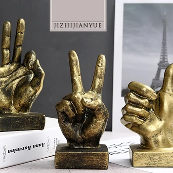 Retro Finger Model Positiv Energi Håndværk Harpiks Ok Gestus Ornament Figur Home Office Dekorative Tilbehør