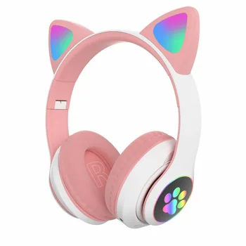 Headset bluetooth hovedtelefoner auriculares popsocket hovedtelefoner trådløse fone de ouvido shine Pc veninder søde kat LED 5.0 STN-28