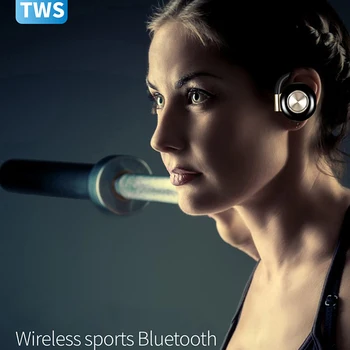 V5 TWS Bluetooth-hovedtelefoner Trådløse sport Earbuds Ægte Trådløse Tvillinger Øre-krog Med Mic