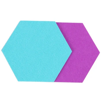 Sæt Af 6 Sekskant Følte Pin Board Selvklæbende Bulletin Memo Foto Cork yrelser Farverig Skum Væggen Dekorative Fliser Med 6 Nipsenåle
