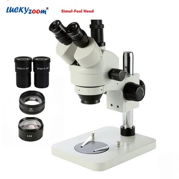 Lucky Zoom 3,5 X-180X Simul-Focal Trinokulartubus Stereo-Mikroskop WF20X Okular Mikroskop Til Lodning 2,0 X 0,5 X Objektiv