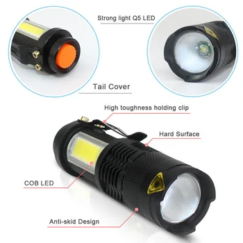 Bærbare Mini LED Lommelygte Q5 COB Arbejder Lampe Vandtæt LED Lygter Zoom Fakkel Ultra Lyse Lanterne Bruge AA-Batteri 14500