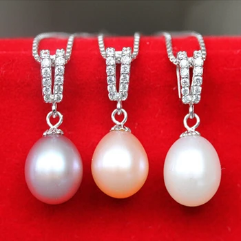 SHDIYAYUN 2019 Perle Halskæde Dobbelt Række Vedhæng 925 Sterling Sølv Smykker Til Kvinder dråbeformede Naturlige Ferskvands Perle