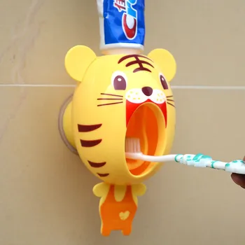 Nye Kreative Søde Tegneserie Automatisk Tandpasta Dispenser vægbeslag Stå Badeværelse Sæt til Børn Børn tandbørste