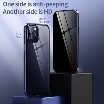 Anti-Kiggede Full Body Klart, Hærdet Glas, Metal Bumper Til Beskyttelse Af Privatlivets Covers Til Iphone 12/Max/12 Pro/12 Pro Antal