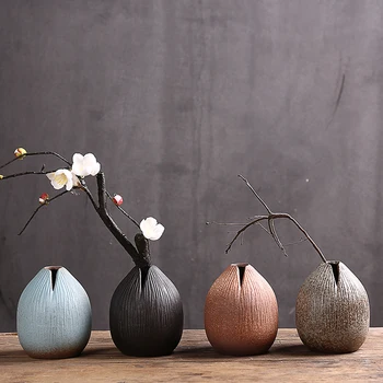 Stentøj zen lille vase kreative håndlavede desktop dekoration keramik flower vase hjem retro vase i Japansk stil vaser