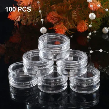 100 Stk 5ml Klar Plast Pot Glas Kosmetiske Containere Prøve Container Mini Flaske ZGOOD