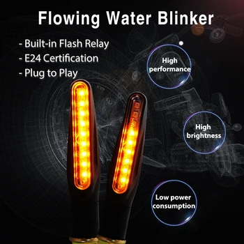 Motorcykel blinklys LED Lys E24 Strømmende Vand Blinker Blinker Indikatoren Bøjelig Hale Stop Signal til Honda/Kawasak