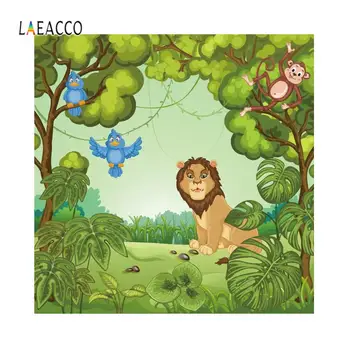 Laeacco lion Dyr i skoven Baggrund Monkey, Bird Photography Børn Tilpassede Fotografiske Kulisser Foto Studio