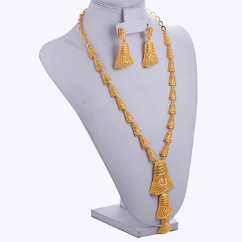 Charme Dubai Etiopien Afrikanske Halskæde/Øreringe/Vedhæng Smykker Sæt til Kvinder/Piger/Kids Fashion Metal Rusland Gaver