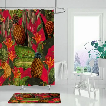 Boligmontering tropisk frugt udskrivning badeforhæng enkle og elegante gardiner til badeværelse vandtæt polyester stof vis