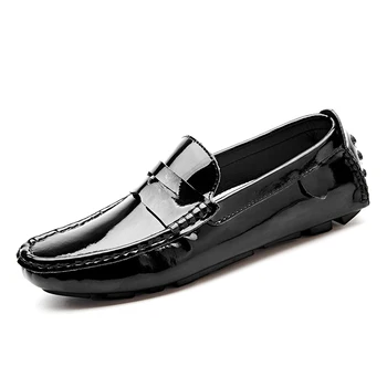 Mænd penny loafers patent læder mokkasiner bourgogne størrelsen 47 46 45 kørsel sko mænd 11 10.5 10 9.5 læder sko hvid