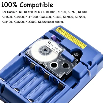 CIDY 50stk XRYW Kompatibel Casio Label Tape til XR-9YW XR 9YW 9mm Sort på Gul Bånd til EZ-Printere KL-60-L KL-120