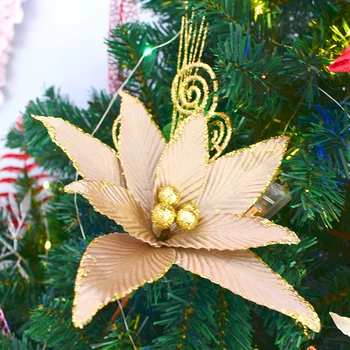 3pcs Kunstige Jul Blomster, Glitter Falske Blomster juletræspynt Glædelig Jul Dekorationer til Hjemmet nytår