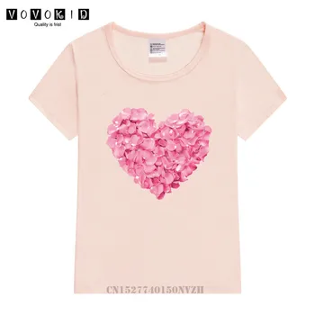 Pige 2020 Sjove Blomst Hjerte Harajuku T-Shirt, Barn Sommer Sød Graphic Tee Shirt Børn Sjove Toppe Kawaii Streetwear