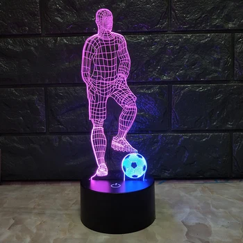 Kreative 3D-Fodbold Lys I Led Nat Lys Touch Kontrol Bord Lampe Til Soveværelse, Værelse, Indretning Eller Perfekt Gave Til Børn