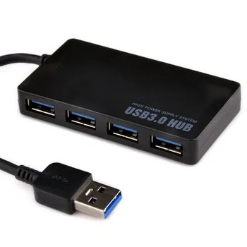 1 Stykke SuperSpeed 5Gbps 4-Port USB 3.0 Hub USB-Splitter-Adapter Port Til Bærbar computer Computer tilbehør Tilbehør - Sort